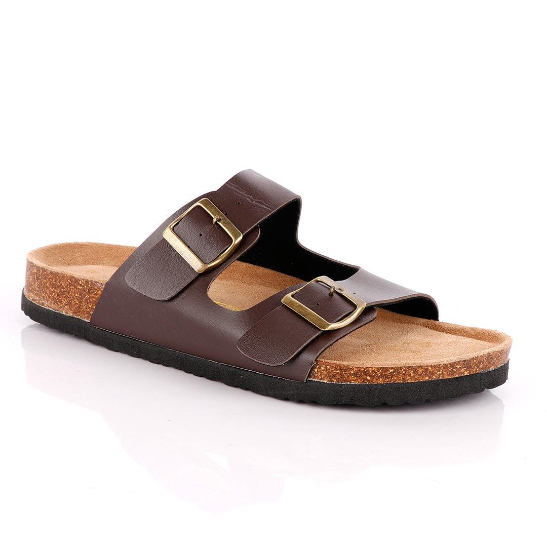 Big Brave 'Birkenstock' Arizona Footbed Double-Strap Sandal Slippers-Brown - Obeezi
