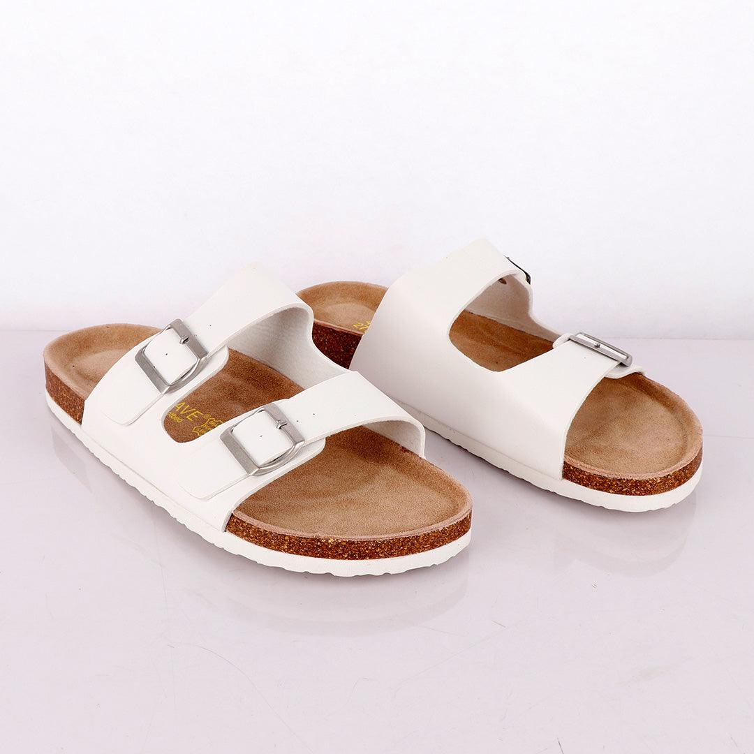 Big Brave 'Birkenstock' Arizona Footbed Double-Strap Sandal Slippers-White - Obeezi