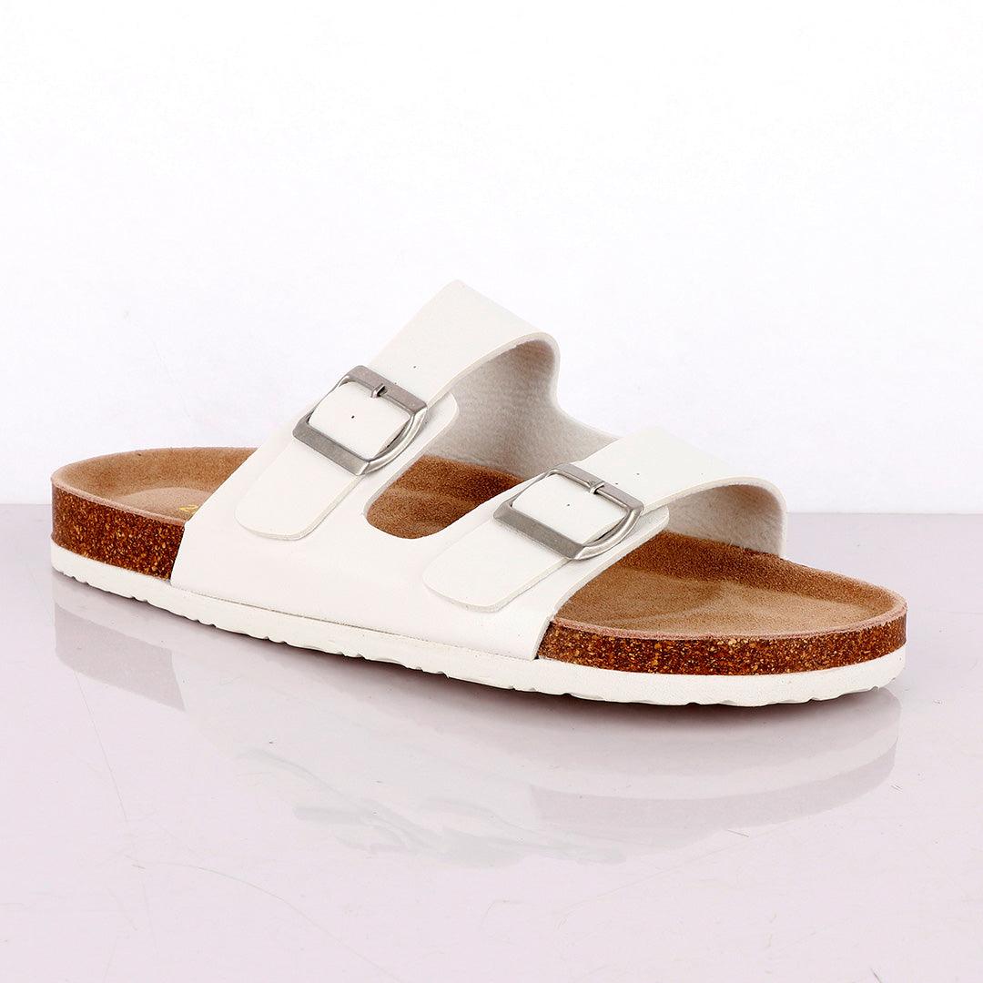 Big Brave 'Birkenstock' Arizona Footbed Double-Strap Sandal Slippers-White - Obeezi