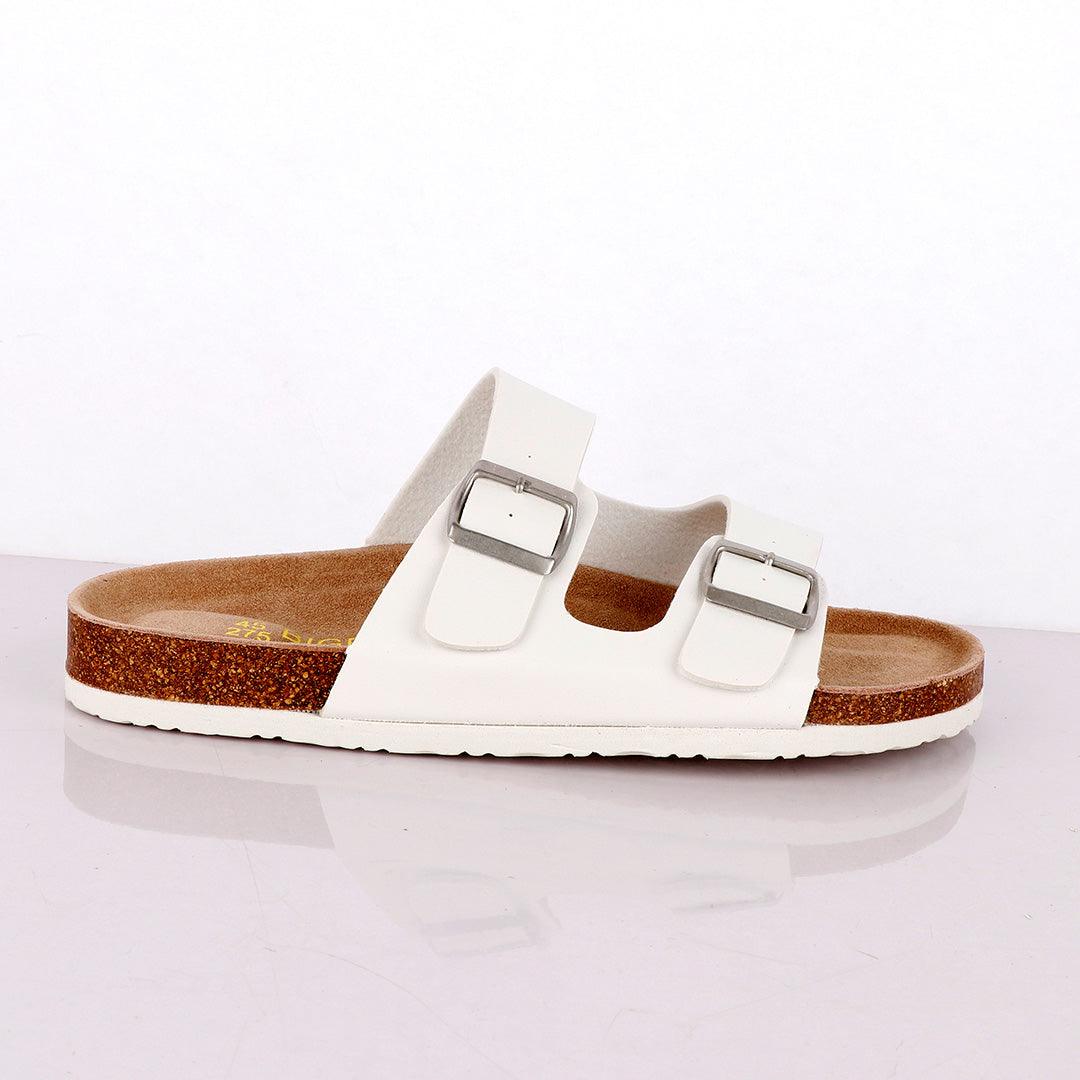 Big Brave 'Birkenstock' Arizona Footbed Double-Strap Sandal Slippers-White - Obeezi