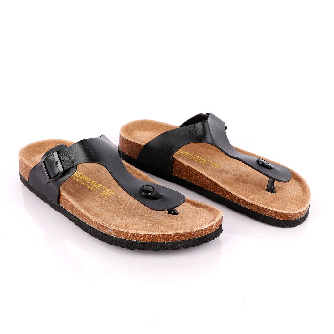 Big Brave "Birkenstock" Unisex Flat Slippers - Black - Obeezi