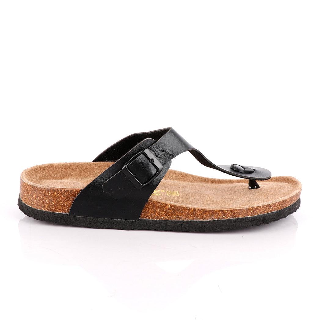 Big Brave "Birkenstock" Unisex Flat Slippers - Black - Obeezi