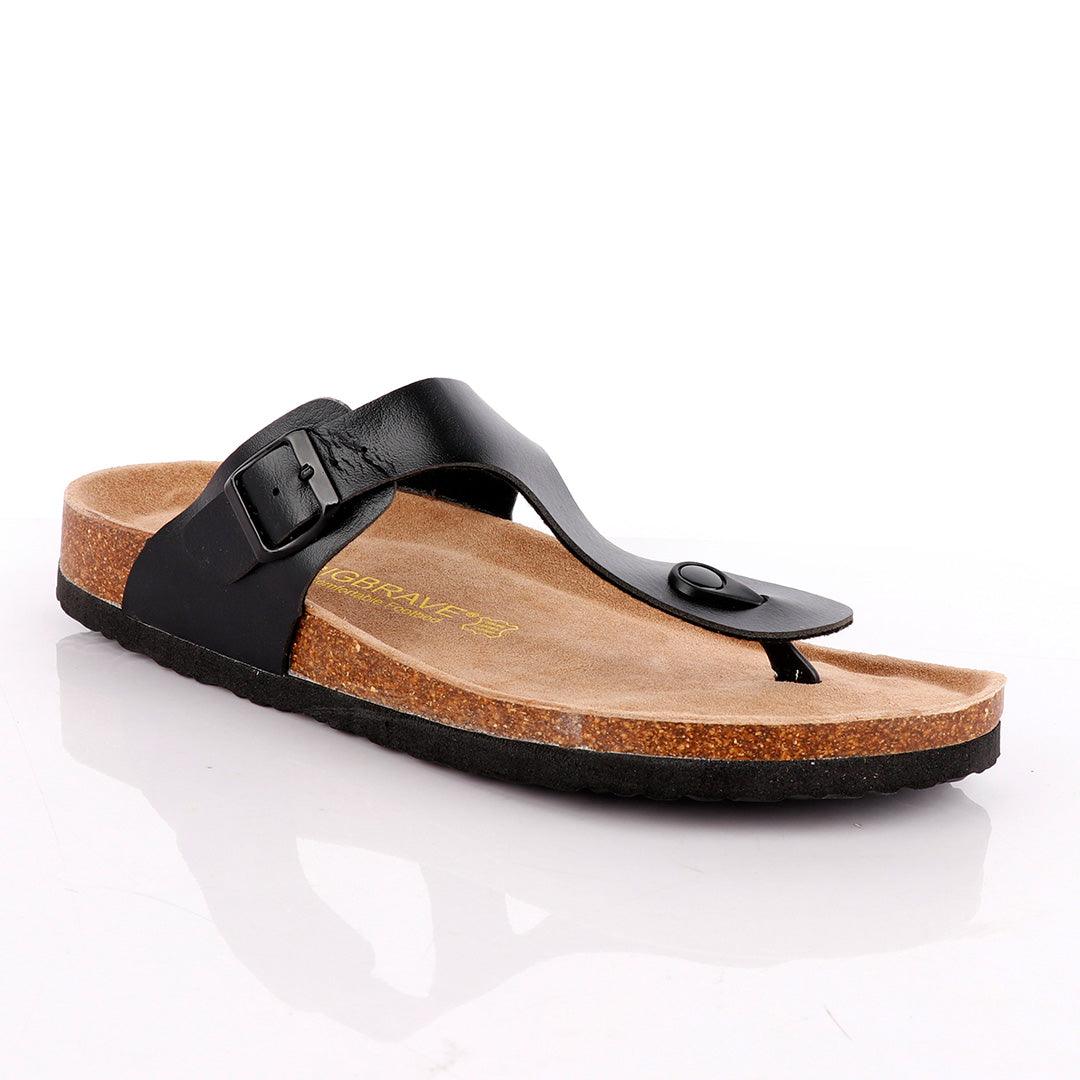 Big Brave "Birkenstock" Unisex Flat Slippers - Black - Obeezi