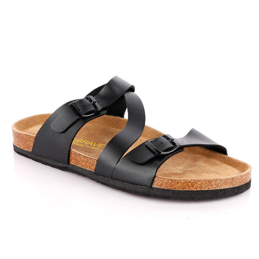 BigBrave 'Birkenstock' Salina Double Buckle Sandal Slippers - Black - Obeezi