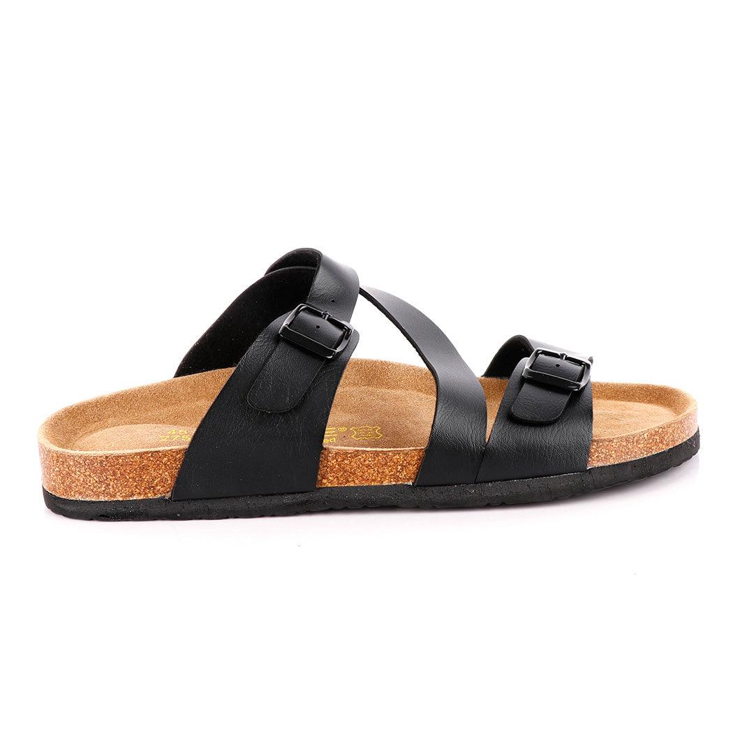 BigBrave 'Birkenstock' Salina Double Buckle Sandal Slippers - Black - Obeezi