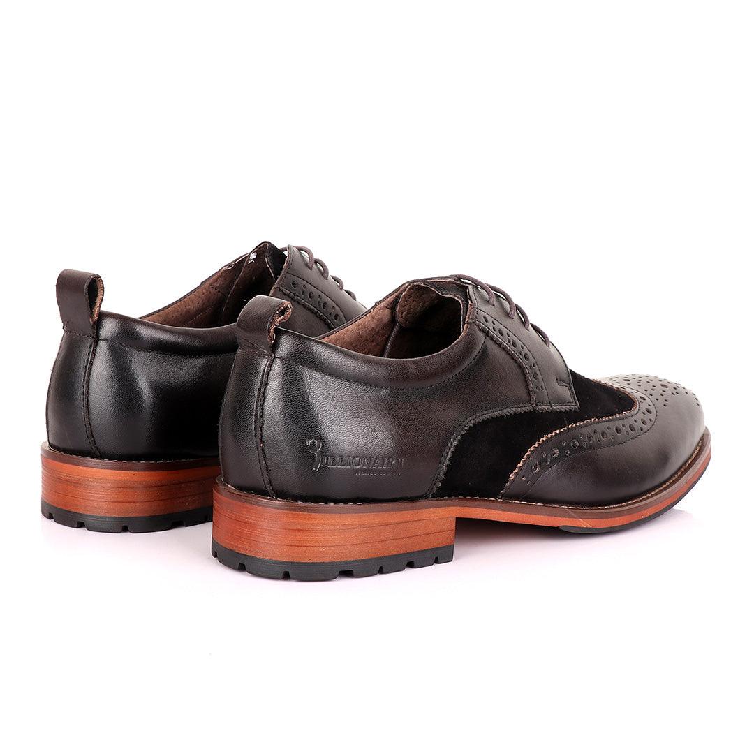 Billionaire Coffee Oxford suede crest Leather Shoe - Obeezi