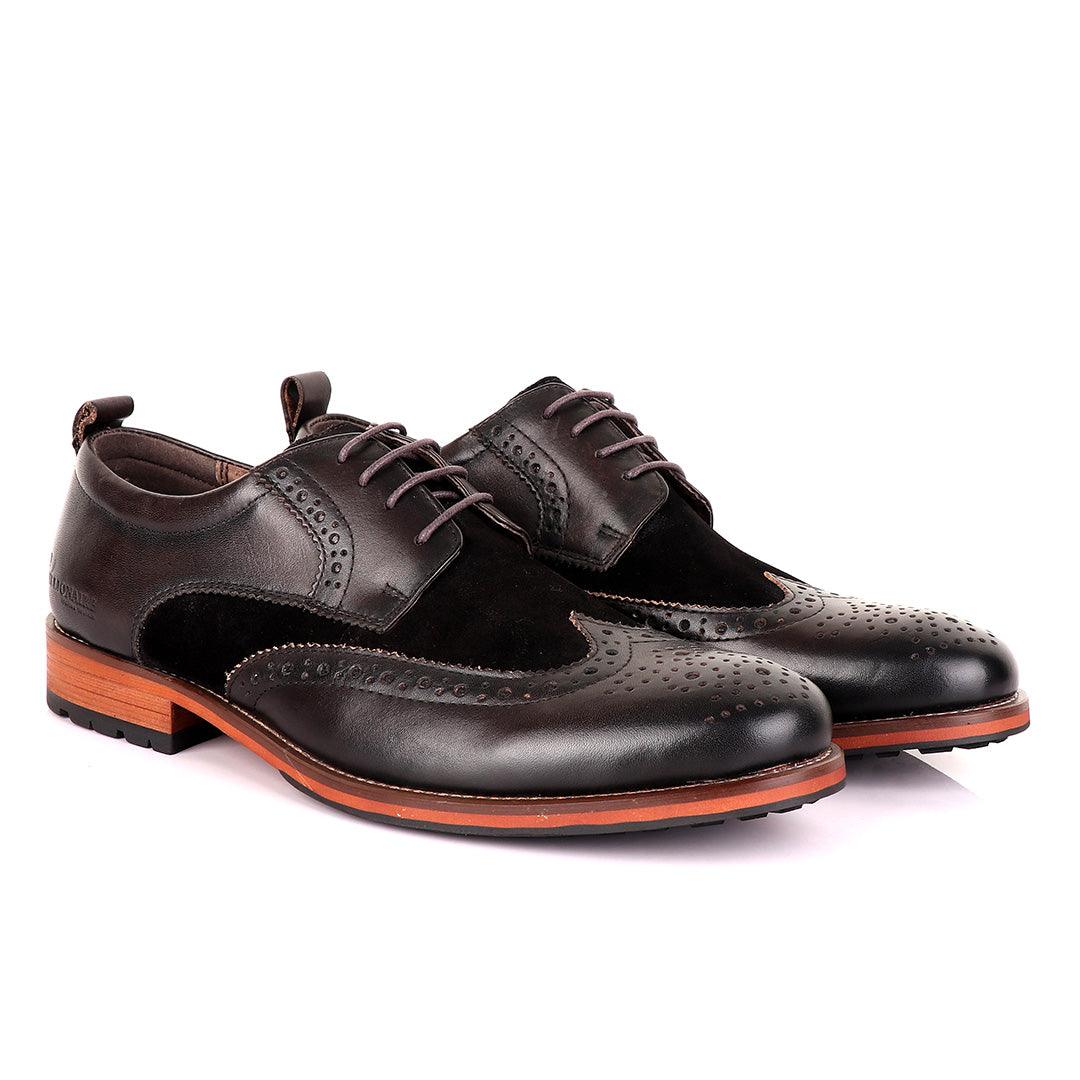 Billionaire Coffee Oxford suede crest Leather Shoe - Obeezi
