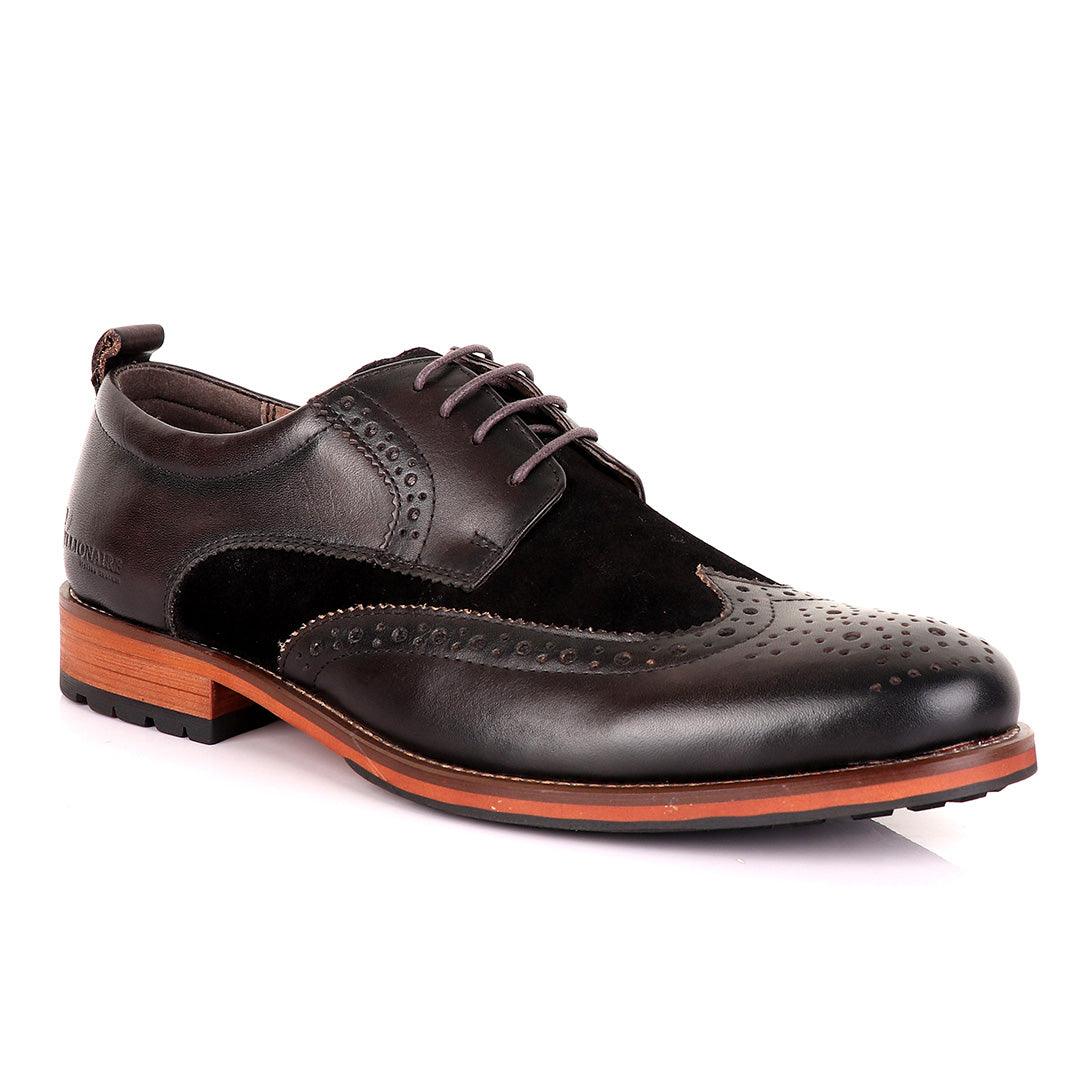 Billionaire Coffee Oxford suede crest Leather Shoe - Obeezi