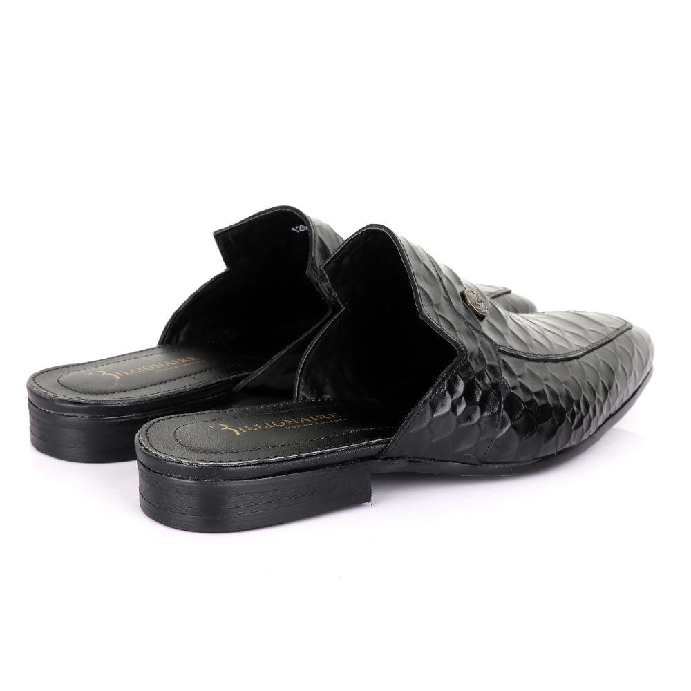 Billionaire Couture Hippo Black Leather Half Shoe - Obeezi
