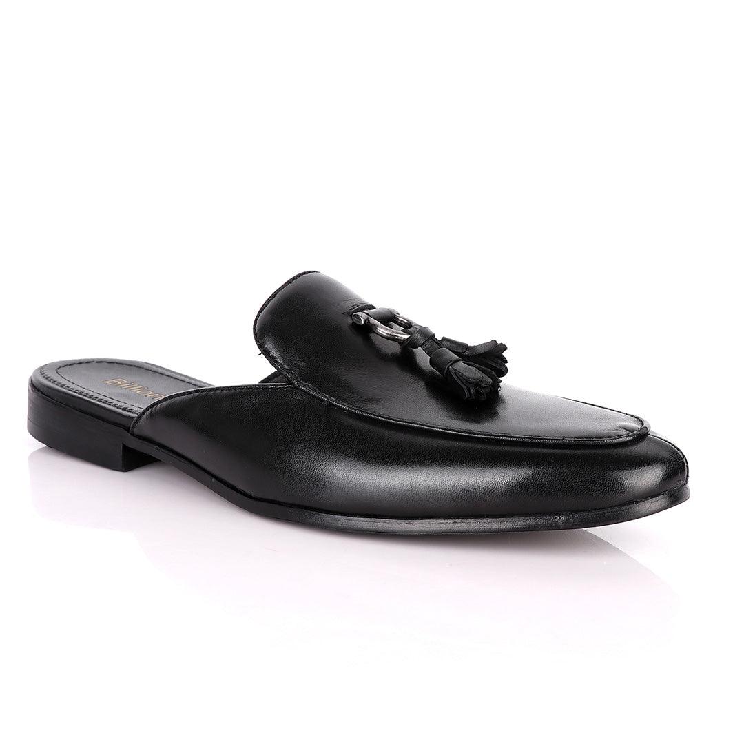 Billionaire Couture Tassel Plain Black Mole Leather Shoe - Obeezi