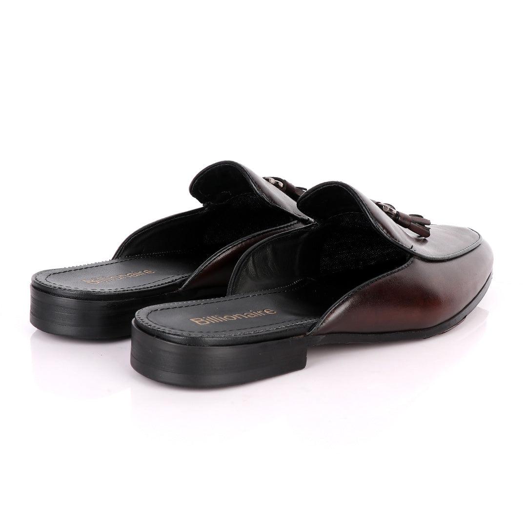 Billionaire Couture Tassel Plain Coffee Leather Shoe - Obeezi