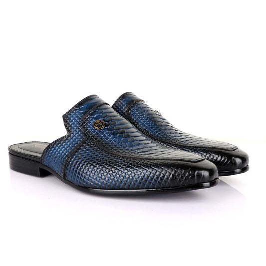 Billionaire Croc Mole Navy Blue Leather Half Shoe - Obeezi