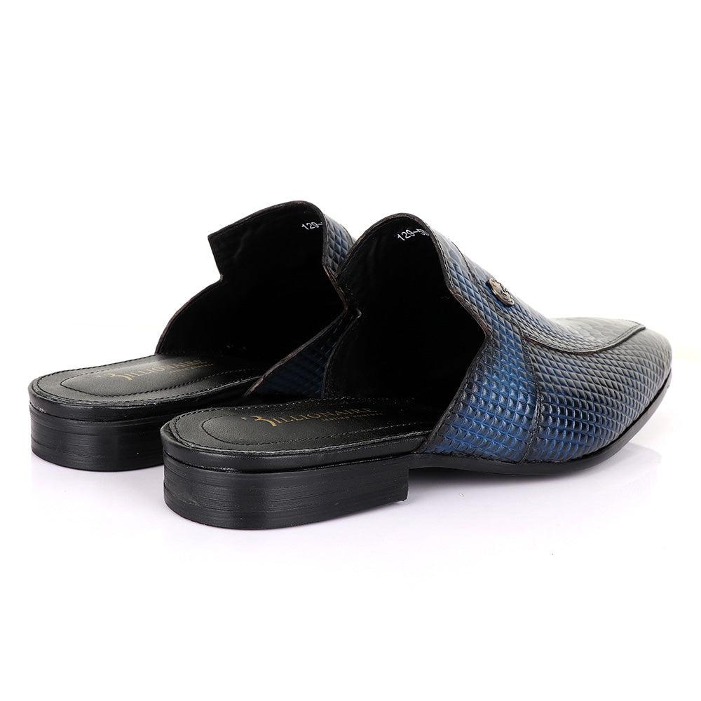 Billionaire Croc Mole Navy Blue Leather Half Shoe - Obeezi