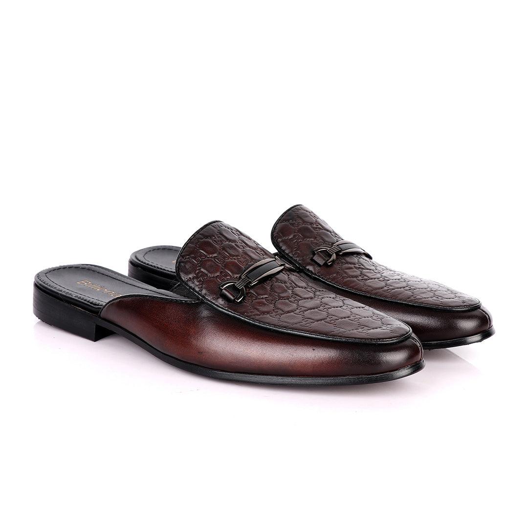 Billionaire Designer Leather Men's Half Shoe Coffee - Obeezi