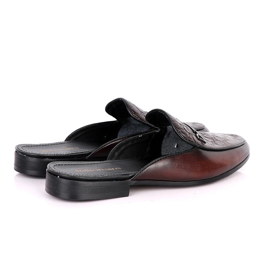 Billionaire Designer Leather Men's Half Shoe Coffee - Obeezi