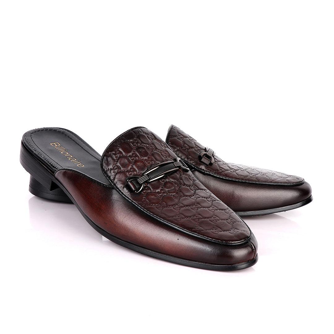 Billionaire Designer Leather Men's Half Shoe Coffee - Obeezi