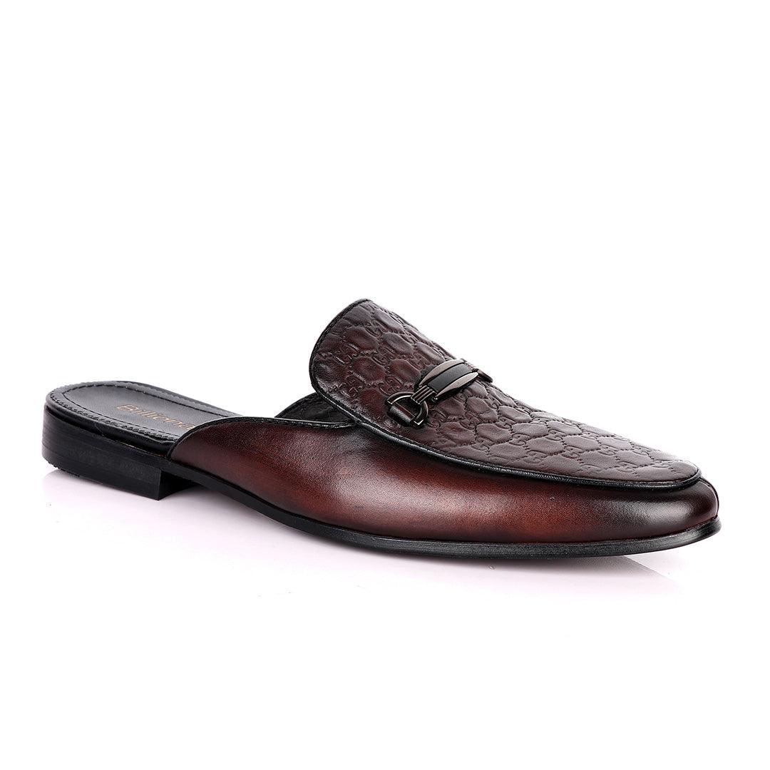 Billionaire Designer Leather Men's Half Shoe Coffee - Obeezi
