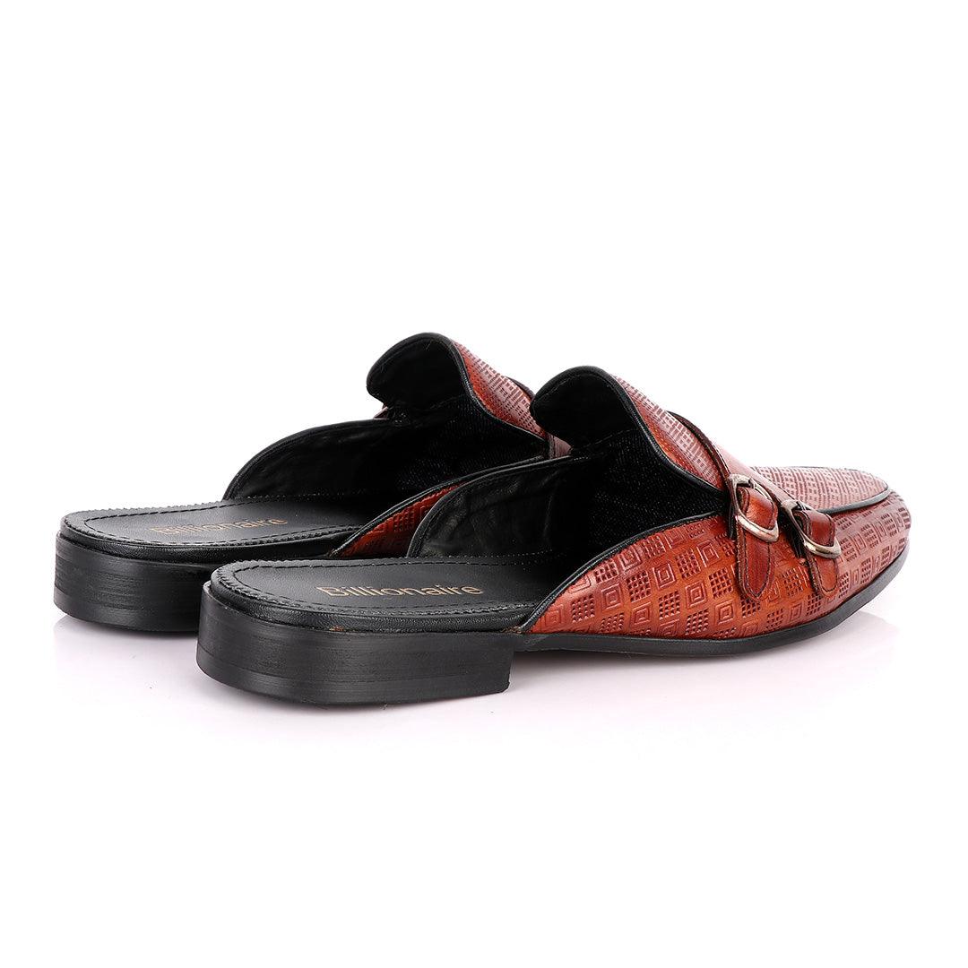 Billionaire Dotted Double Strap Brown Mole Leather Shoe - Obeezi