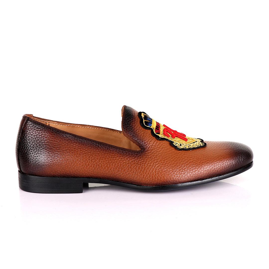 Billionaire Embroidery Exotic Men's Leather Shoe-Brown - Obeezi