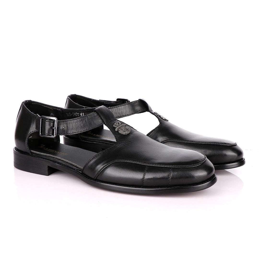 Billionaire Exotic Black Cover Leather Sandal - Obeezi