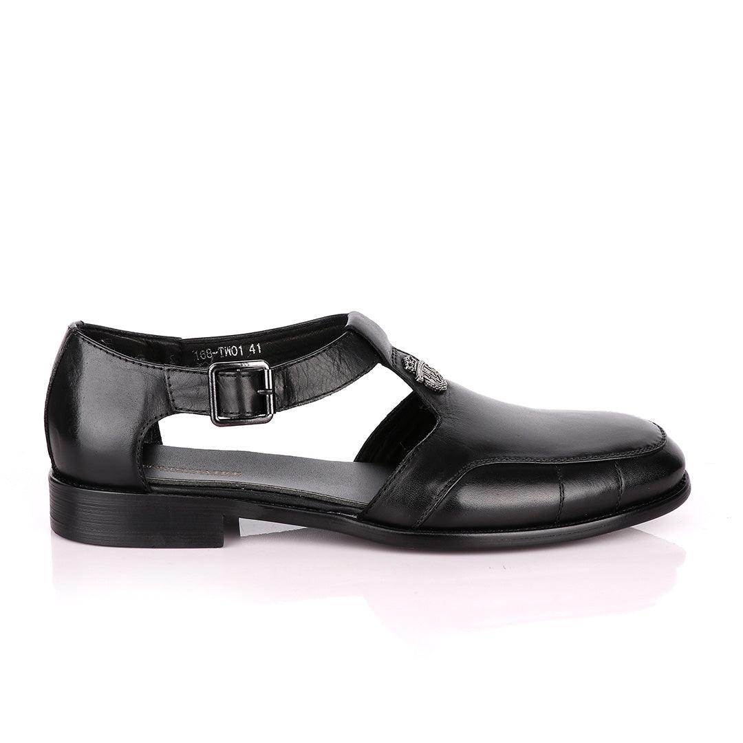 Billionaire Exotic Black Cover Leather Sandal - Obeezi