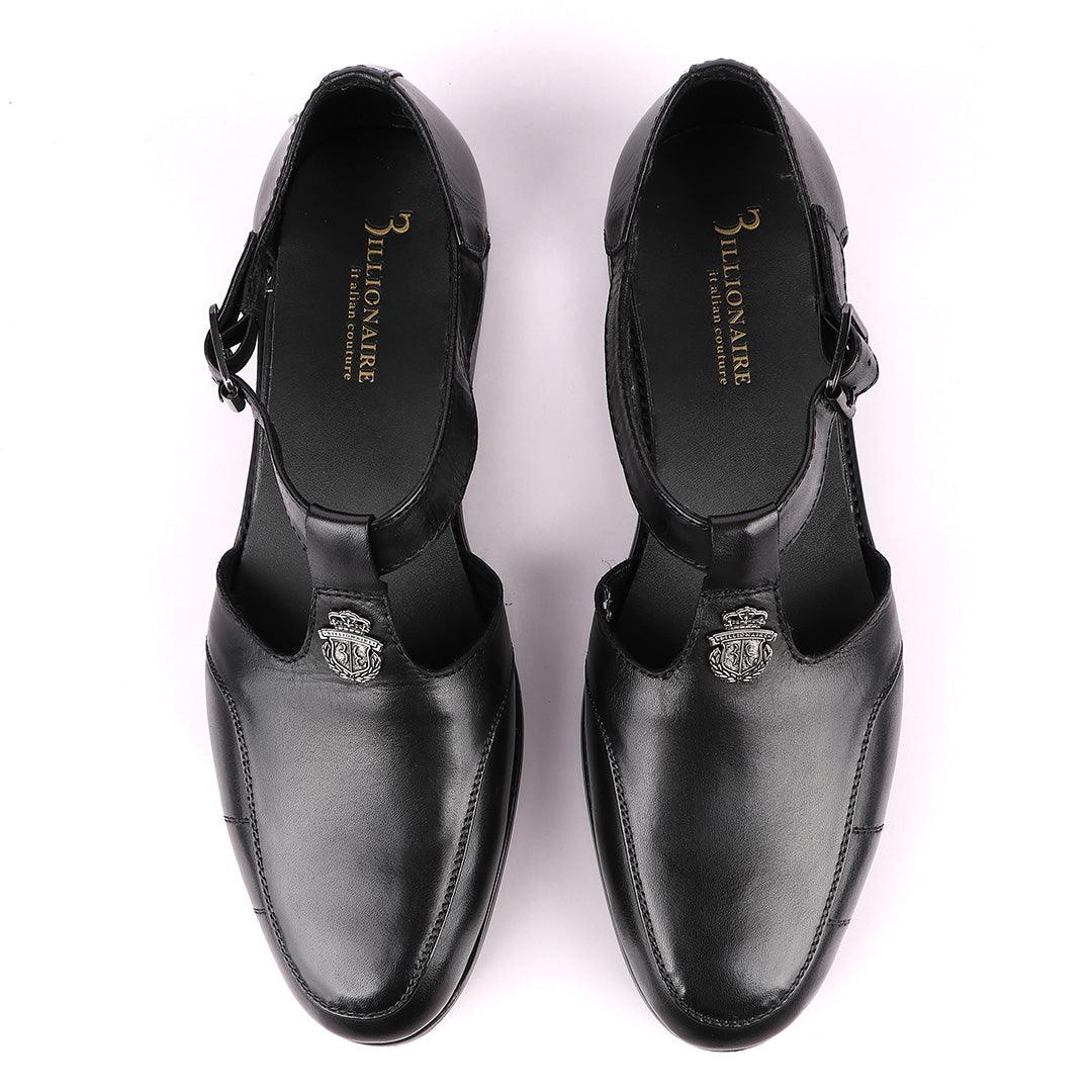 Billionaire Exotic Black Cover Leather Sandal - Obeezi