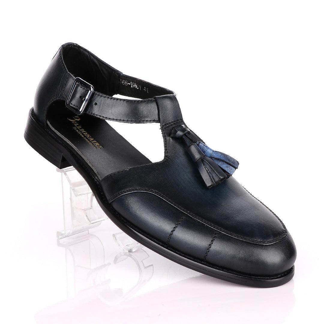 Billionaire Exotic Blue Plain with Tassel Cover Leather Sandal - Obeezi
