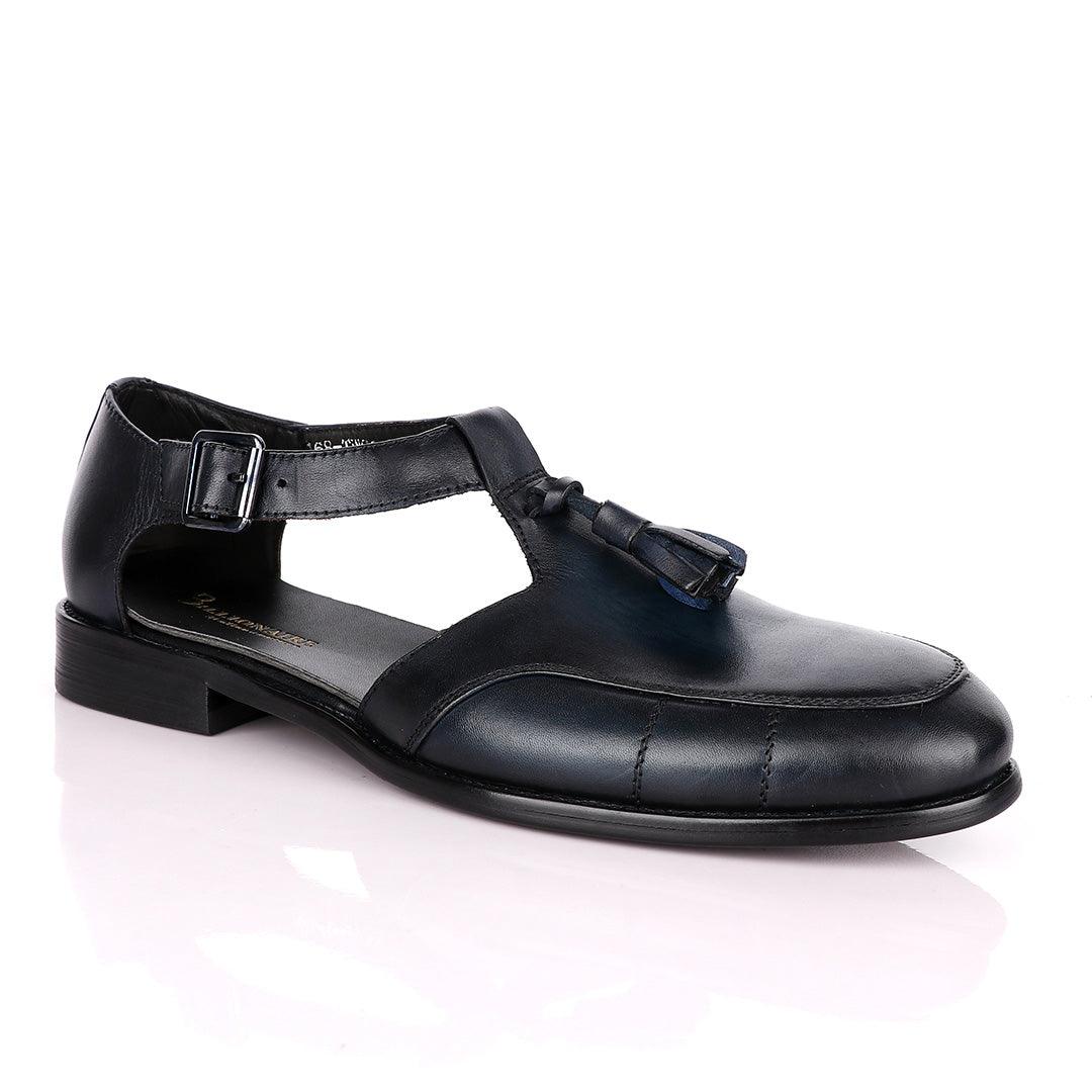 Billionaire Exotic Blue Plain with Tassel Cover Leather Sandal - Obeezi