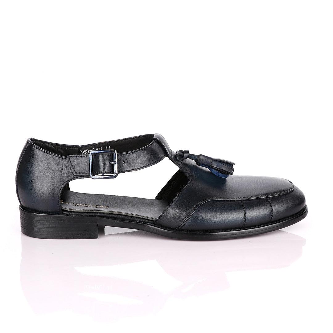 Billionaire Exotic Blue Plain with Tassel Cover Leather Sandal - Obeezi