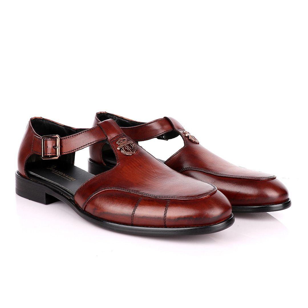 Billionaire Exotic Brown Cover Leather Sandal - Obeezi