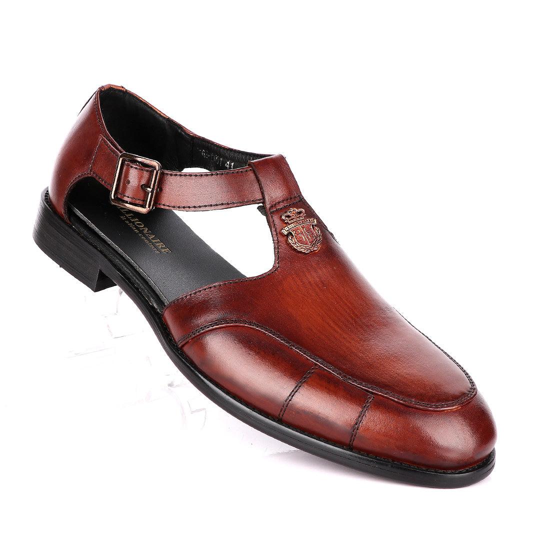 Billionaire Exotic Brown Cover Leather Sandal - Obeezi