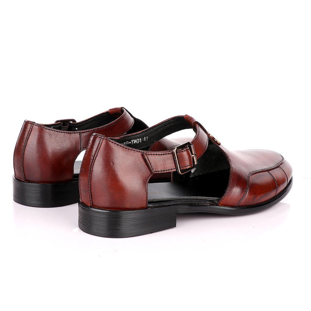 Billionaire Exotic Brown Cover Leather Sandal - Obeezi