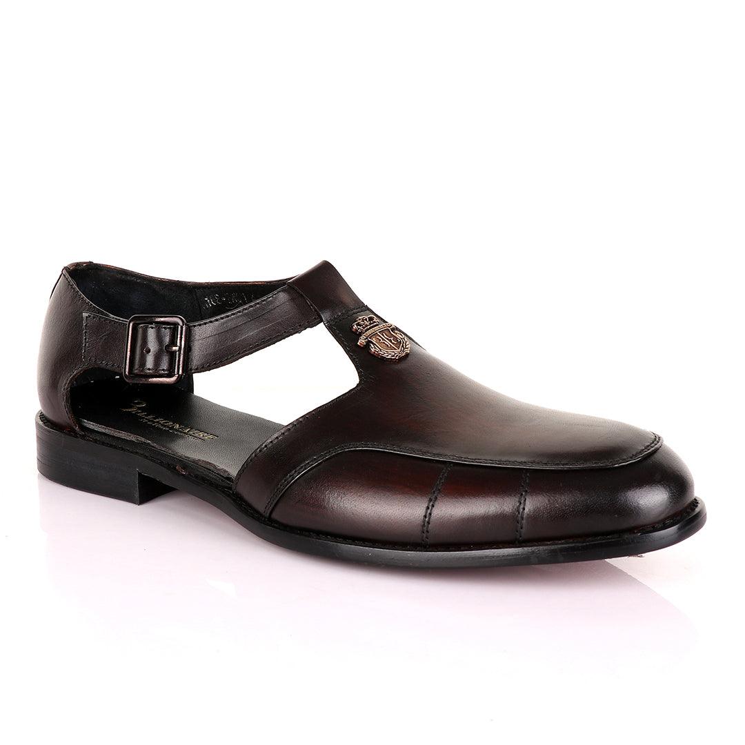 Billionaire Exotic Coffee Plain Cover Leather Sandal - Obeezi