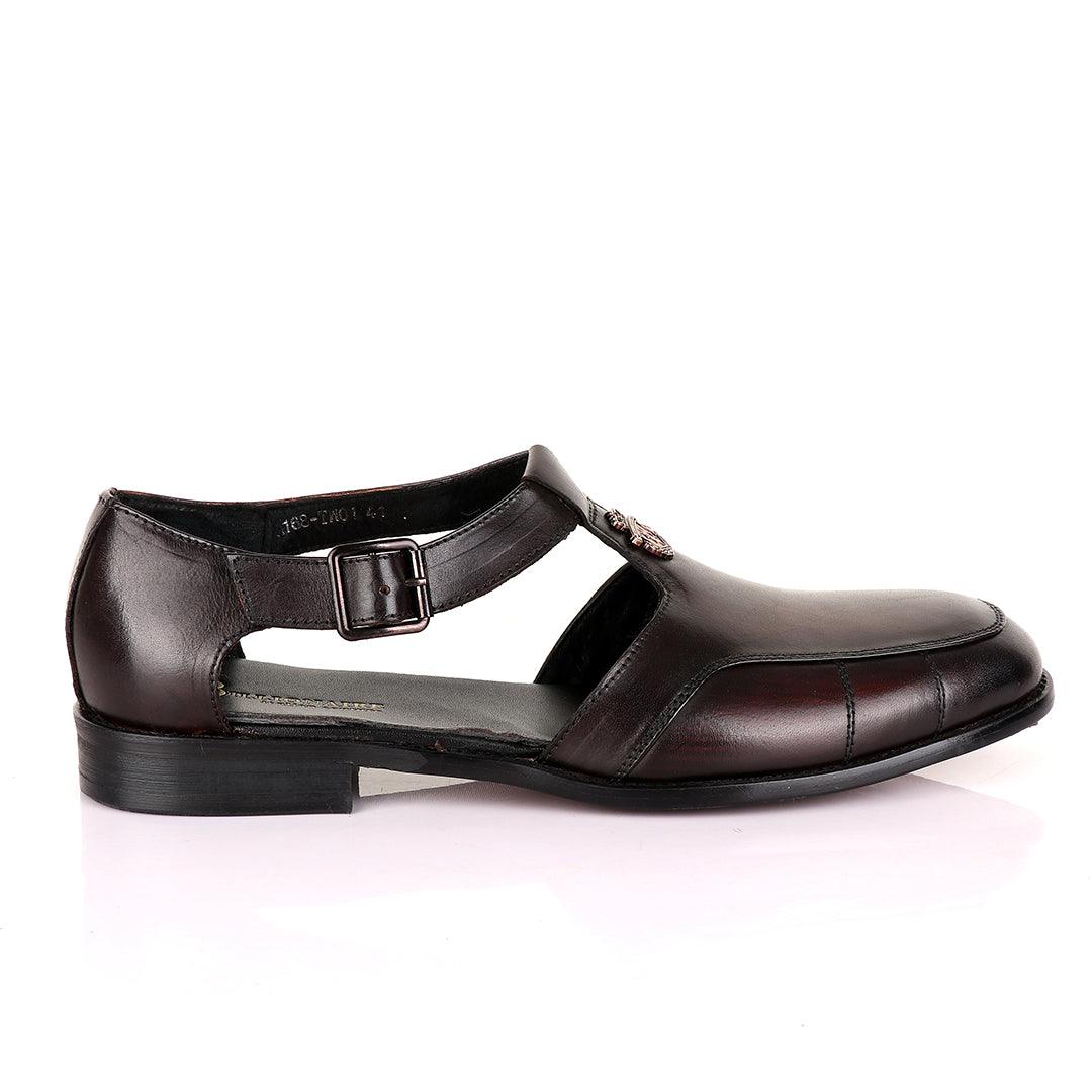 Billionaire Exotic Coffee Plain Cover Leather Sandal - Obeezi