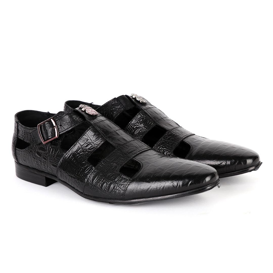 Billionaire Exotic Hippo Black Cover Leather Shoe - Obeezi