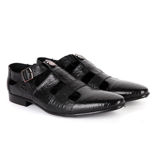 Billionaire Exotic Hippo Black Cover Leather Shoe - Obeezi