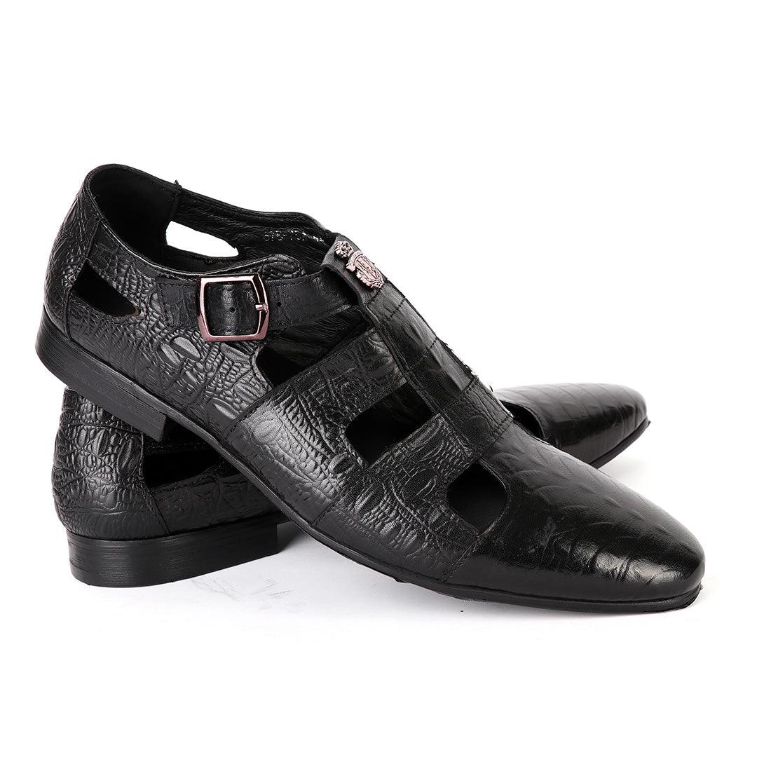 Billionaire Exotic Hippo Black Cover Leather Shoe - Obeezi