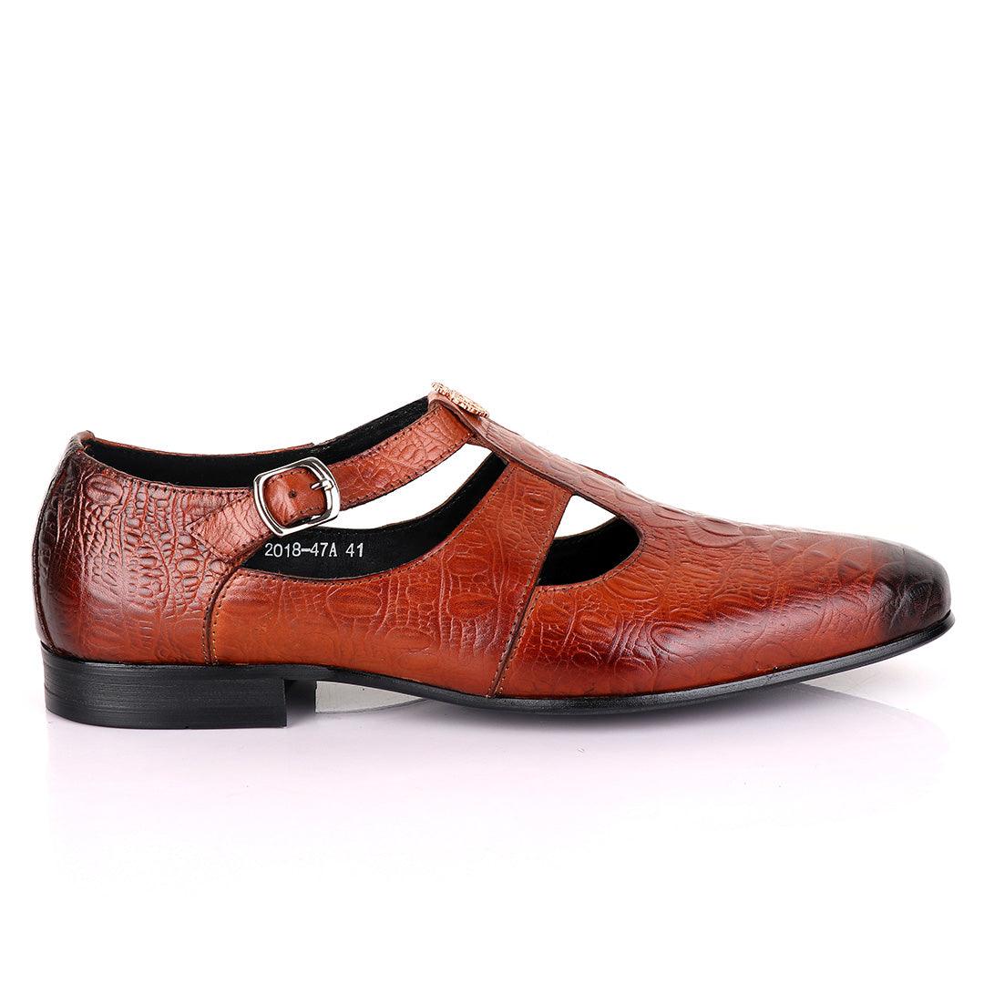 Billionaire Exotic Hippo Brown Cover Leather Shoe - Obeezi