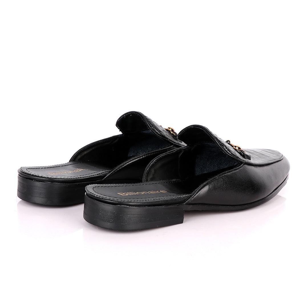 Billionaire Exquisite Chain Head Black Mole Leather Shoe - Obeezi