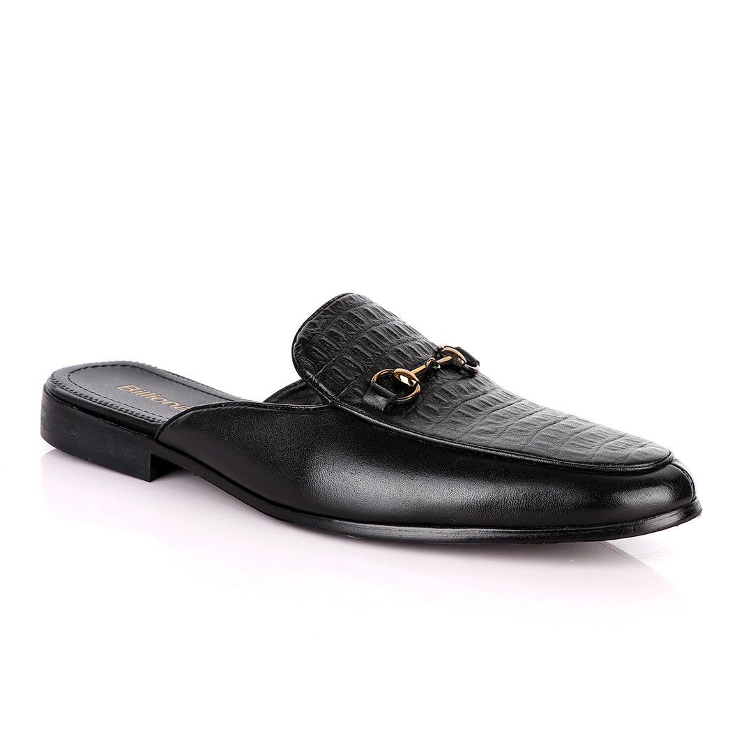 Billionaire Exquisite Chain Head Black Mole Leather Shoe - Obeezi