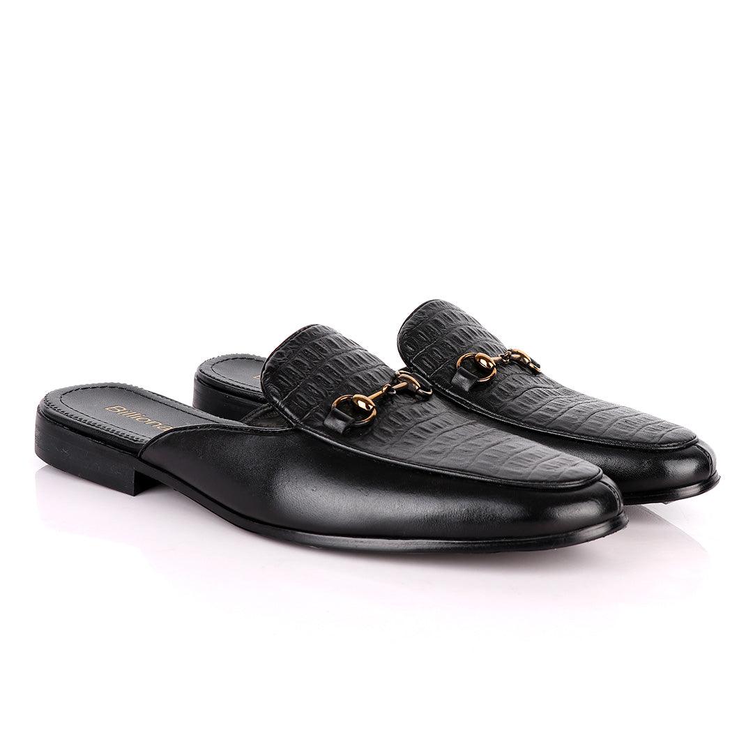 Billionaire Exquisite Chain Head Black Mole Leather Shoe - Obeezi