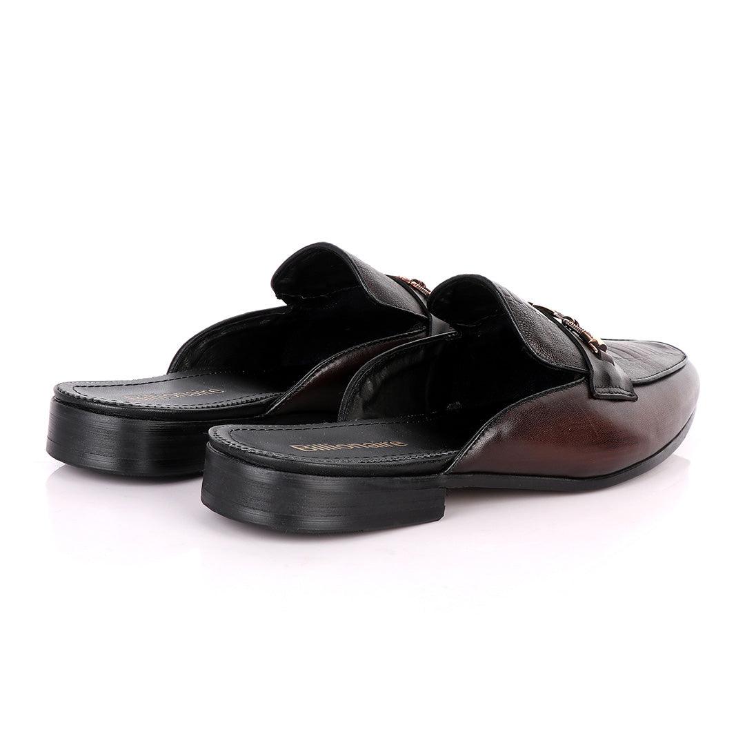 Billionaire Exquisite Gold Chain Head Coffee Mole Leather Shoe - Obeezi