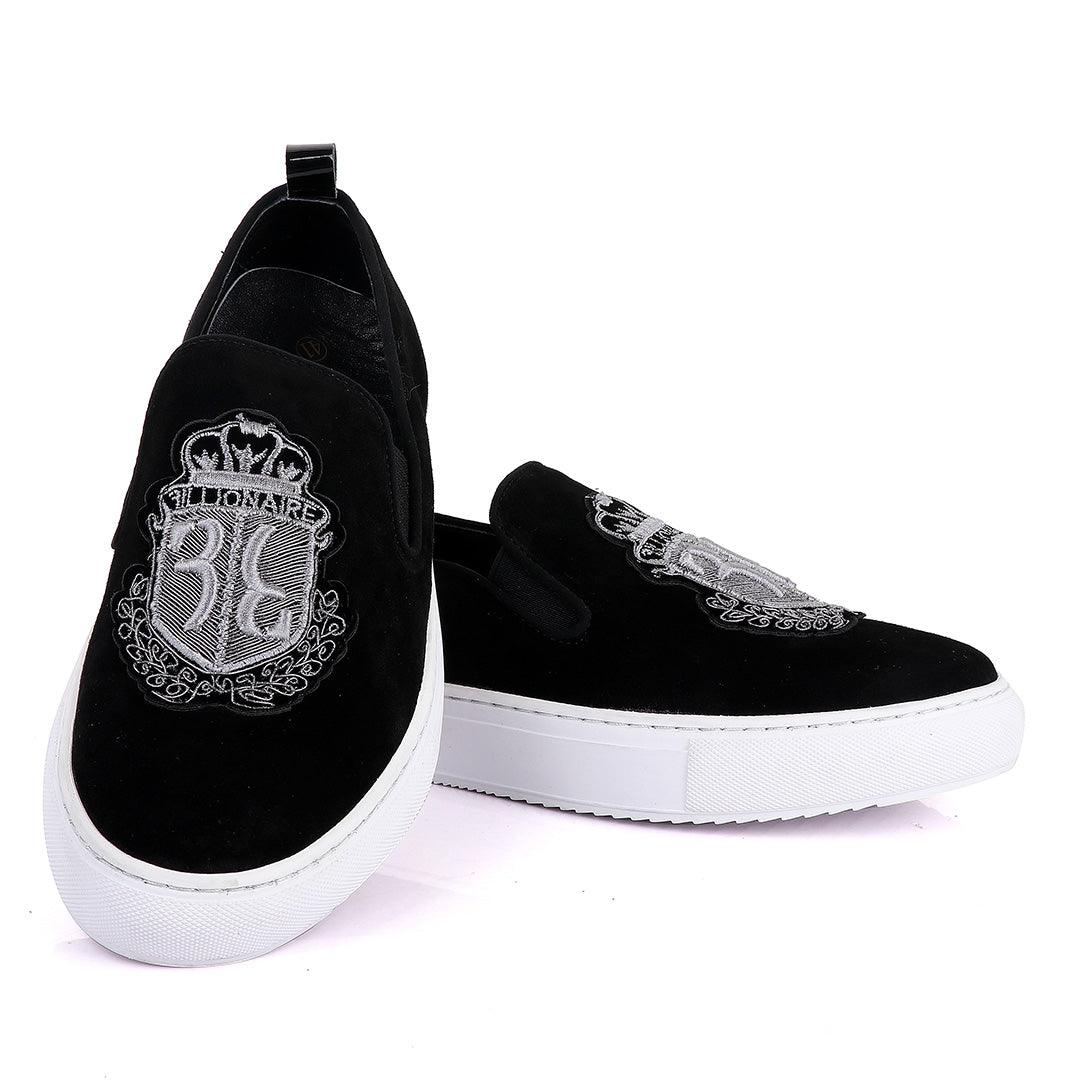 Billionaire exquisite Men Grey Design Black sneakers shoe - Obeezi