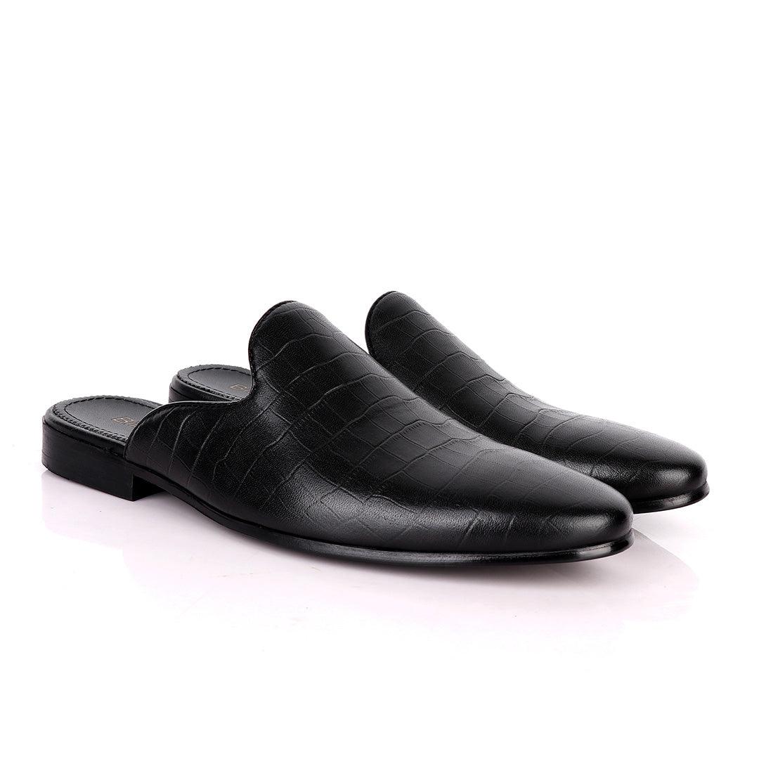 Billionaire Full Crocodile Half Shoe-Black - Obeezi