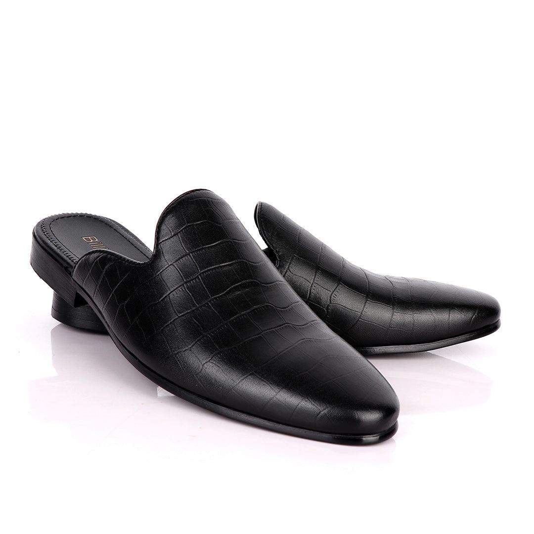 Billionaire Full Crocodile Half Shoe-Black - Obeezi