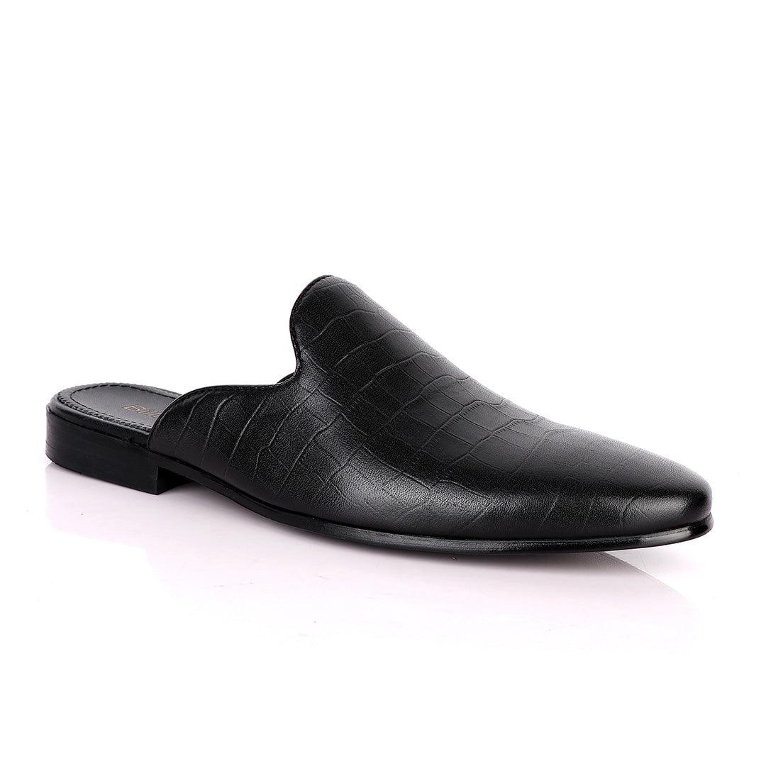Billionaire Full Crocodile Half Shoe-Black - Obeezi