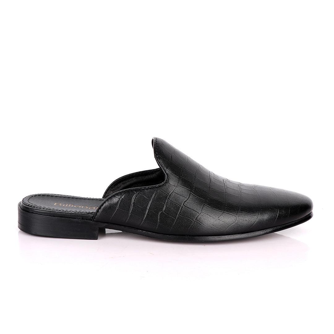 Billionaire Full Crocodile Half Shoe-Black - Obeezi