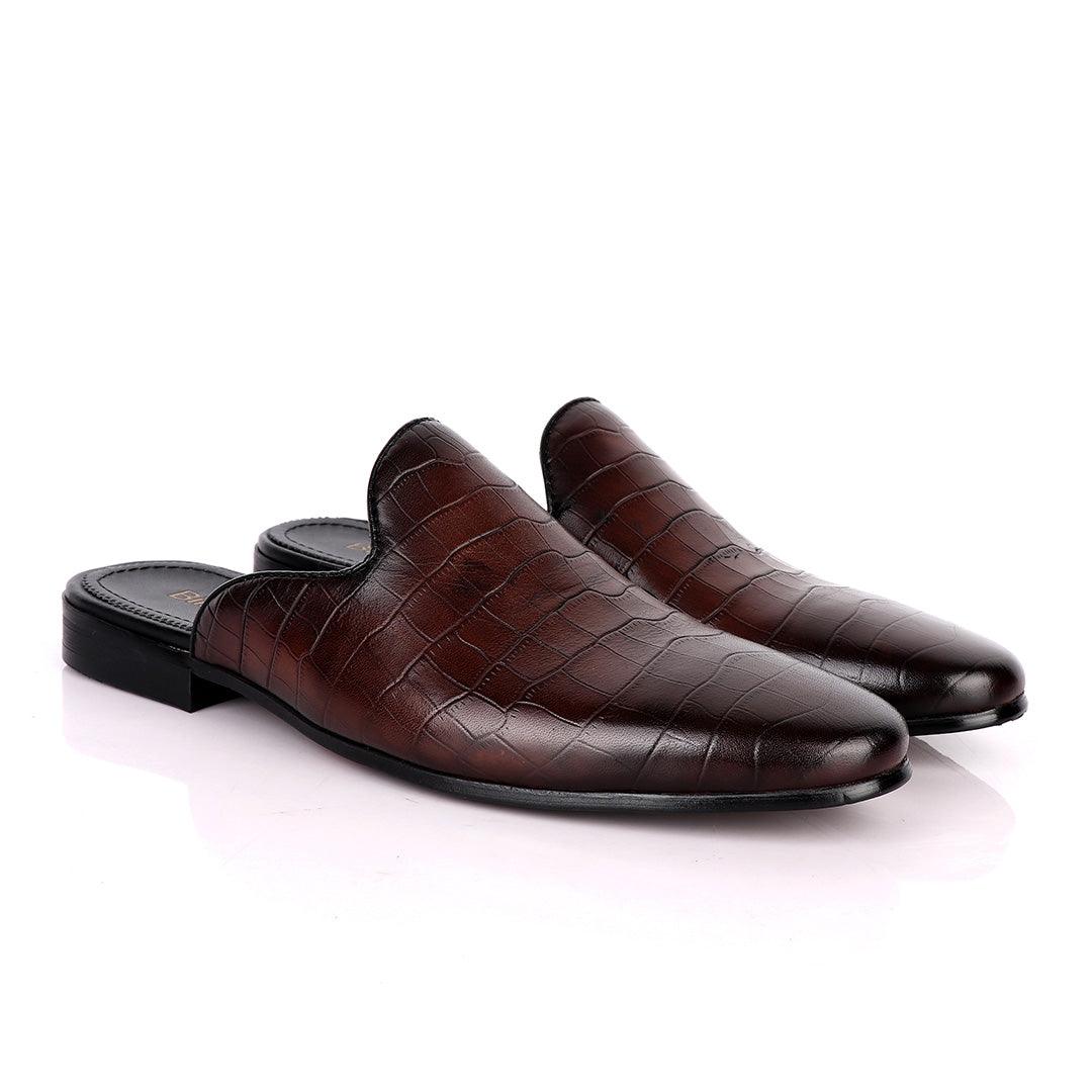 Billionaire Full Crocodile Half Shoe-Coffee - Obeezi