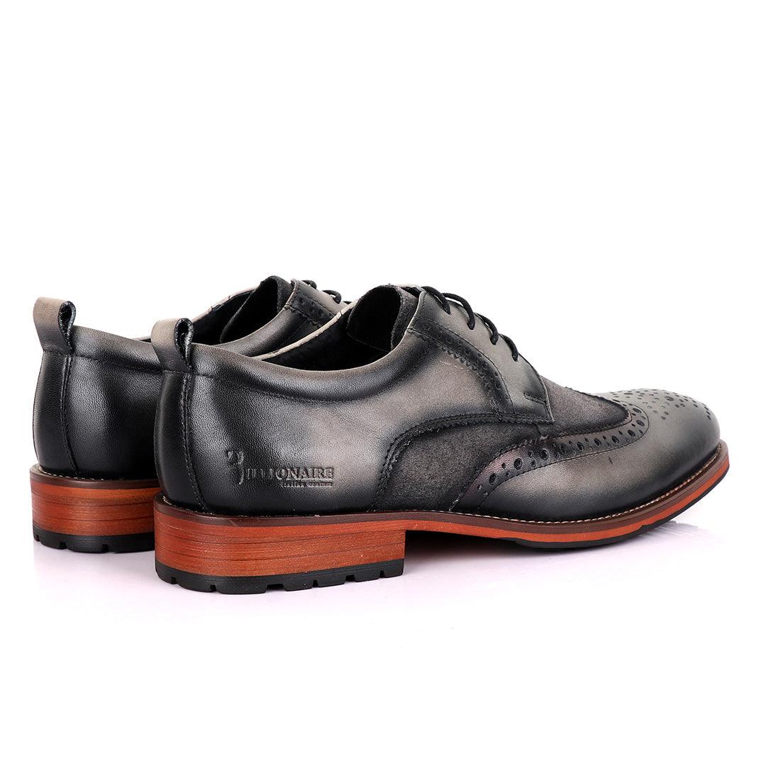 Billionaire Grey Oxford suede crest Leather Shoe - Obeezi
