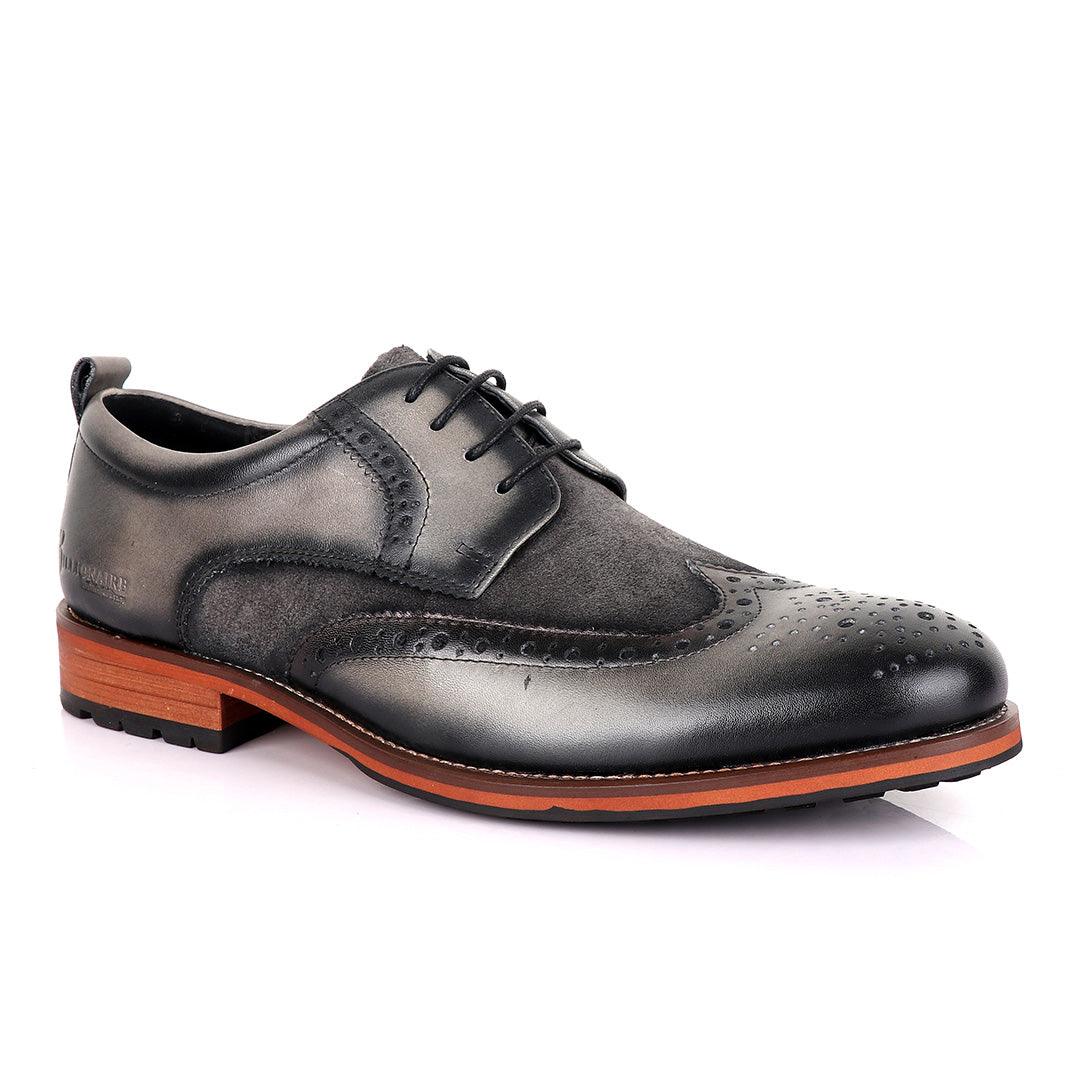 Billionaire Grey Oxford suede crest Leather Shoe - Obeezi